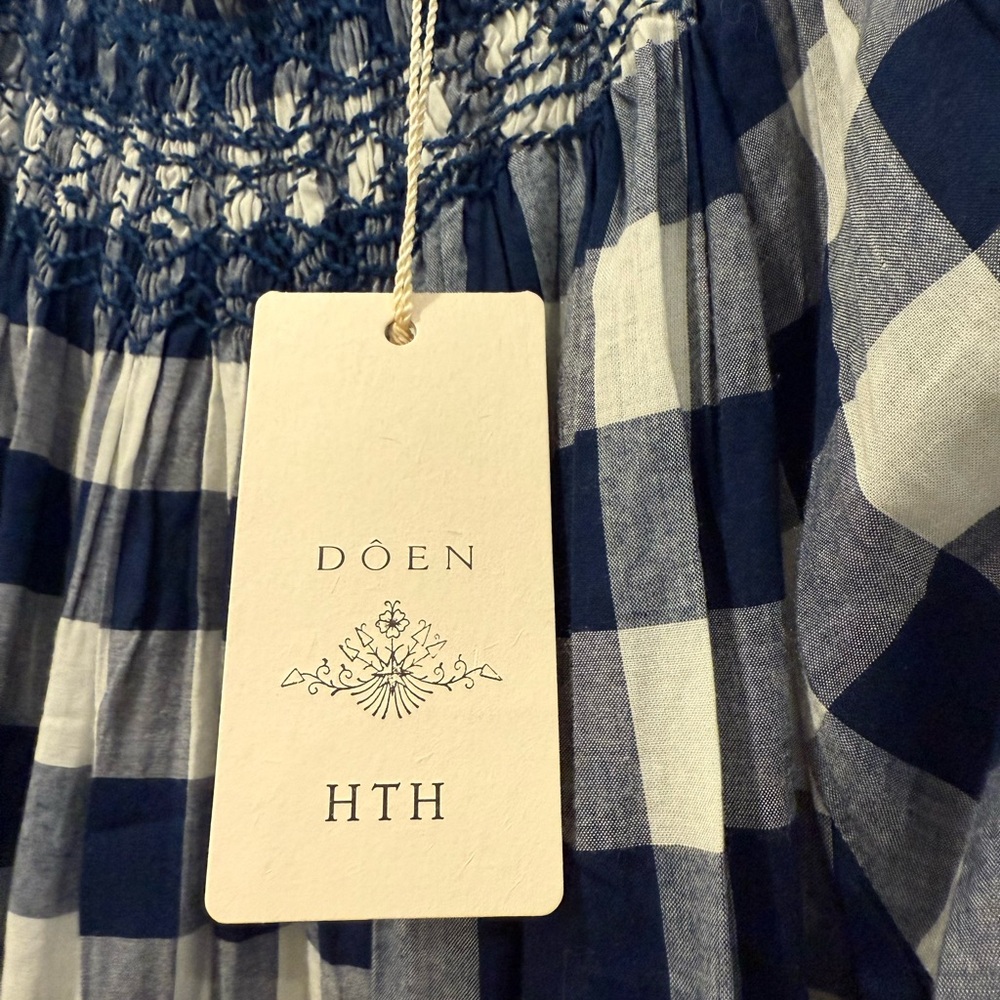 DOEN x HTH Whisper Dress in Navy Gingham - Picture 5 of 9